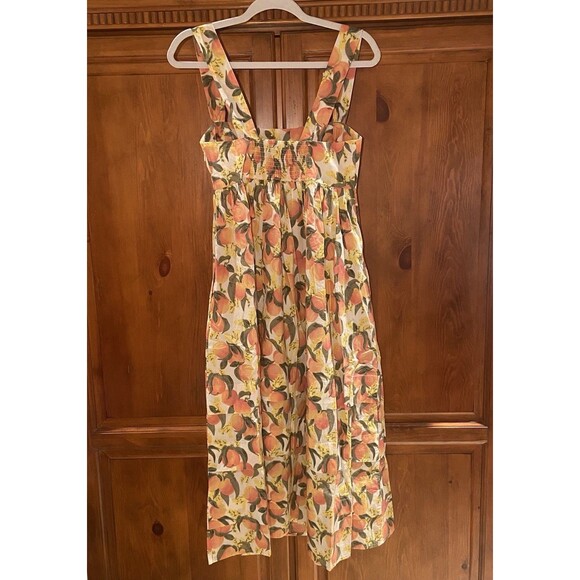 J. Crew Square-neck Midi Dress 100% Cotton Poplin Sundress Peach Pattern Size 6P - Picture 7 of 15